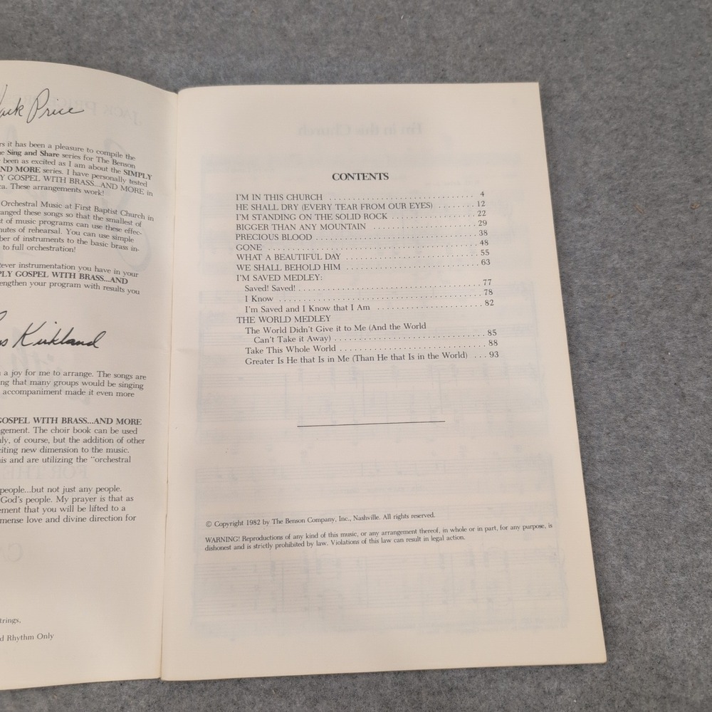 Simply Gospel with Brass and More Camp Kirkland SATB Choir Sheet Music 1982 - Picture 3 of 3
